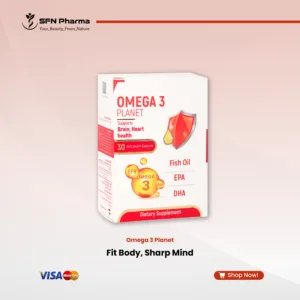 Experience comprehensive, daily wellness with Omega 3 Planet. Our high-potency formula is expertly crafted from pure fish oil to deliver a powerful 2000 mg of Omega-3, rich in both EPA and DHA. This supplement is designed to provide foundational support for your cognitive sharpness, immune resilience, joint comfort, and overall vitality, all in one convenient capsule. Key Benefits: Supports Brain & Cognitive Function: With a beneficial dose of DHA, our formula nourishes the brain, helping to support essential functions like mental clarity, memory, and focus. Promotes a Healthy Immune System: Helps maintain and support the body's natural defense system, contributing to your overall wellness and resilience. Enhances Skin & Hair Health: Contributes to skin's natural hydration and elasticity for a smoother, more vibrant appearance, while supporting strong, healthy-looking hair. Aids Joint Comfort & Flexibility: Rich in EPA, our Omega-3 helps support joint health, contributing to comfortable movement and maintaining flexibility for an active lifestyle. *Food supplement. Not intended to diagnose, treat, cure or prevent any disease.*