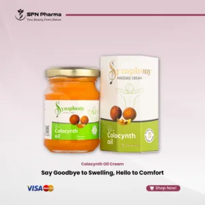 Symphony Massage Cream: Soothing Comfort with Colocynth Oil Experience a unique blend of soothing comfort and invigorating refreshment with Symphony Massage Cream. Carefully crafted with a potent blend of traditional Colocynth Oil, Menthol, and Camphor, this cream is designed for a targeted massage experience that leaves your muscles feeling relaxed and your skin feeling refreshed. Key Benefits: Invigorating Warm & Cool Sensation: The natural properties of the botanical extracts create a dual sensation—a gentle warmth that soothes and comforts, followed by a cool freshness from Menthol and Eucalyptus that revitalizes the senses. Soothes & Relaxes Tired Muscles: Perfect for a deep massage after a long day or physical activity. It helps ease the feeling of tension and leaves tired muscles feeling relaxed and comfortable. Nourishes & Hydrates Skin: Enriched with Vitamin E and Shea Butter, the non-greasy formula absorbs quickly to moisturize the skin, leaving it feeling soft, smooth, and supple. Ideal For: A relaxing massage after exercise or sports. Easing the feeling of tension for office workers and drivers after long hours. A comforting application for anyone seeking to relax their body after a demanding day. How to Use: Apply a thin layer to the targeted area on clean, dry skin. Massage in circular motions until fully absorbed. Repeat 2–3 times daily or as needed. “For external use only. Avoid contact with eyes and mucous membranes. This product is not a medicine and is not intended to treat any medical condition” A soothing and invigorating massage cream for targeted comfort. Symphony, with Colocynth Oil, Menthol, and Camphor, provides a unique warm-and-cool sensation to relax tired muscles and refresh the skin