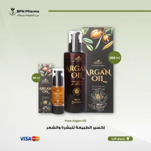 اكتشفي السر المغربي للجمال المتألق مع زيت الأرجان النقي 100% والمعصور على البارد. يُعرف هذا الإكسير متعدد الاستخدامات بـ "الذهب السائل"، وهو غني بشكل طبيعي بالأحماض الدهنية الأساسية، مضادات الأكسدة، والفيتامينات. إنه يوفر تغذية فاخرة ومتكاملة تعيد الحيوية لشعرك وبشرتك مع كل قطرة. لشعرك: يرطب بعمق لتهدئة التطاير وتنعيم الخصلات الجافة، يقوي ألياف الشعر لتقليل التقصف، يحسن مظهر الأطراف المتقصفة، ويعيد للشعر لمعانه الصحي والحيوي دون أي ملمس دهني. لبشرتك: يوفر ترطيبًا طويل الأمد لتنعيم البشرة ودعم مرونتها الطبيعية. يساعد على تخفيف مظهر الخطوط الدقيقة للحصول على إشراقة أكثر نعومة وشبابًا، كما يساعد على موازنة زيوت البشرة الطبيعية لمظهر بشرة أكثر صفاءً وإشراقة. "للاستخدام الخارجي فقط"